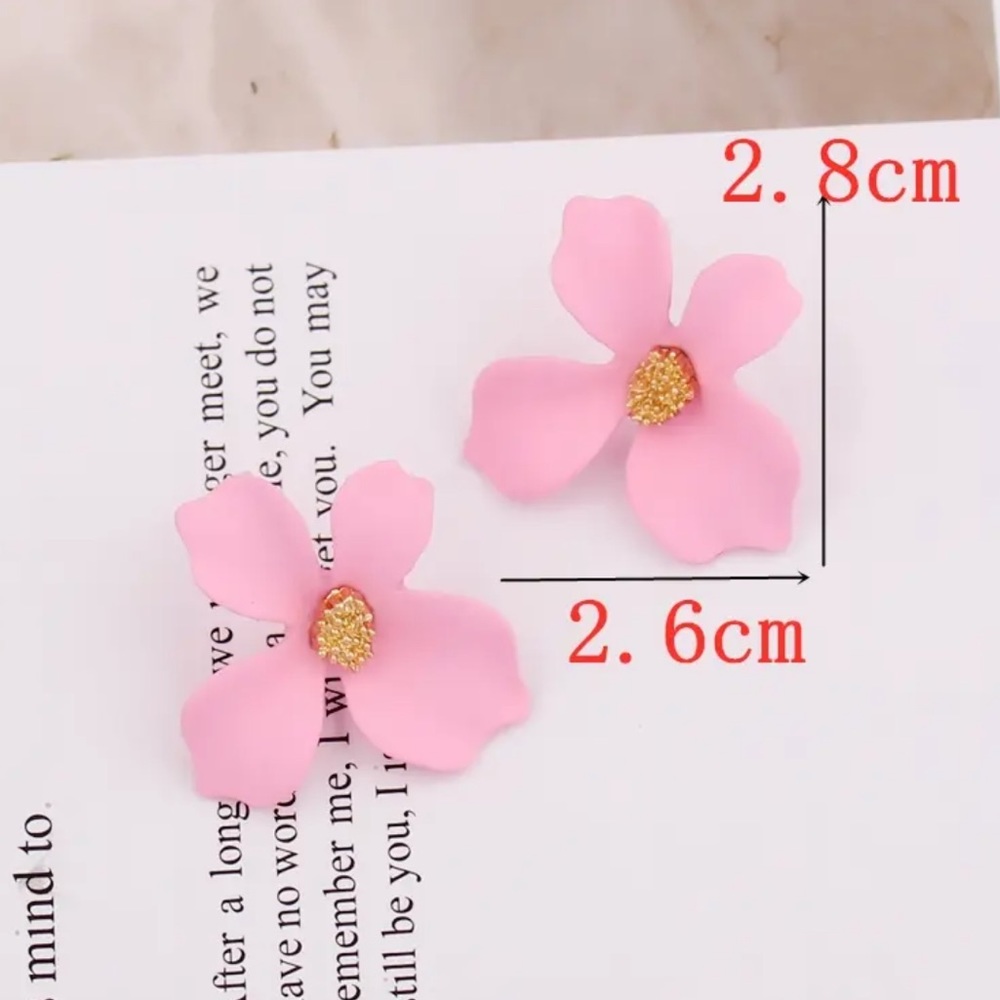 Gold Filled Pink Floral Earrings